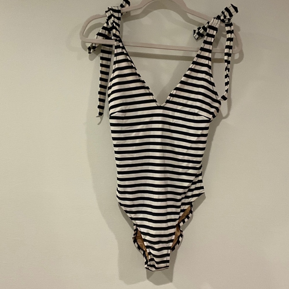 Striped Black and White JCrew Swimsuit